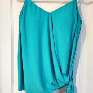 MAGICSUIT LAYERED TEAL FULL BRA TANKINI TOP SIZE 8 NWOT SIDE TIE RESORT VACATION